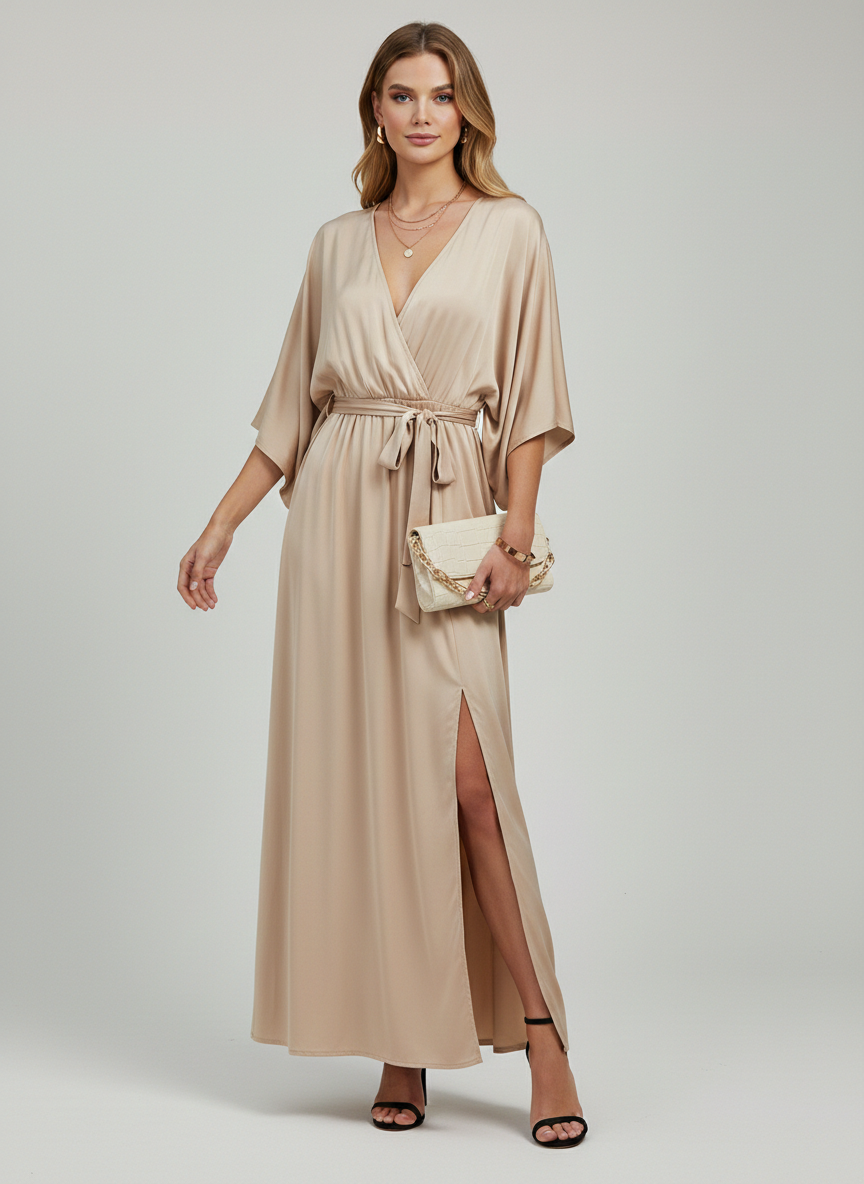 Women’s Elegant Spring Maxi Dress With V-Neck