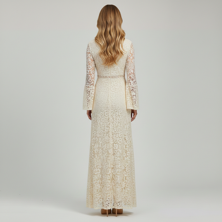 Women’s Boho Lace Maxi Dress With V-Neck